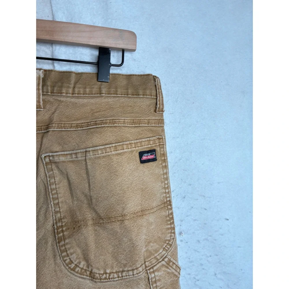 Genuine Dickies Mens Carpenter Pants Duck Brown Tan Utility Workwear 34x32 6404